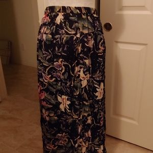 Skirt, Blue with Floral, Eastic Waist